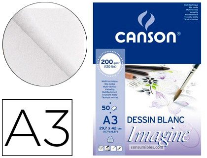 Bloc dibujo Canson Imagine A3 encolado 50h 200g/m²